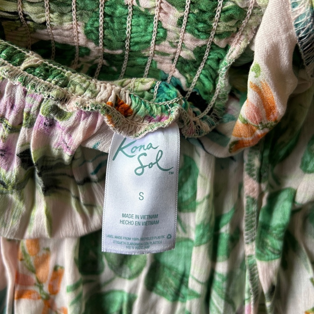 Kona Sol Floral Maxi Skirt - Green and White - Picture 7 of 8
